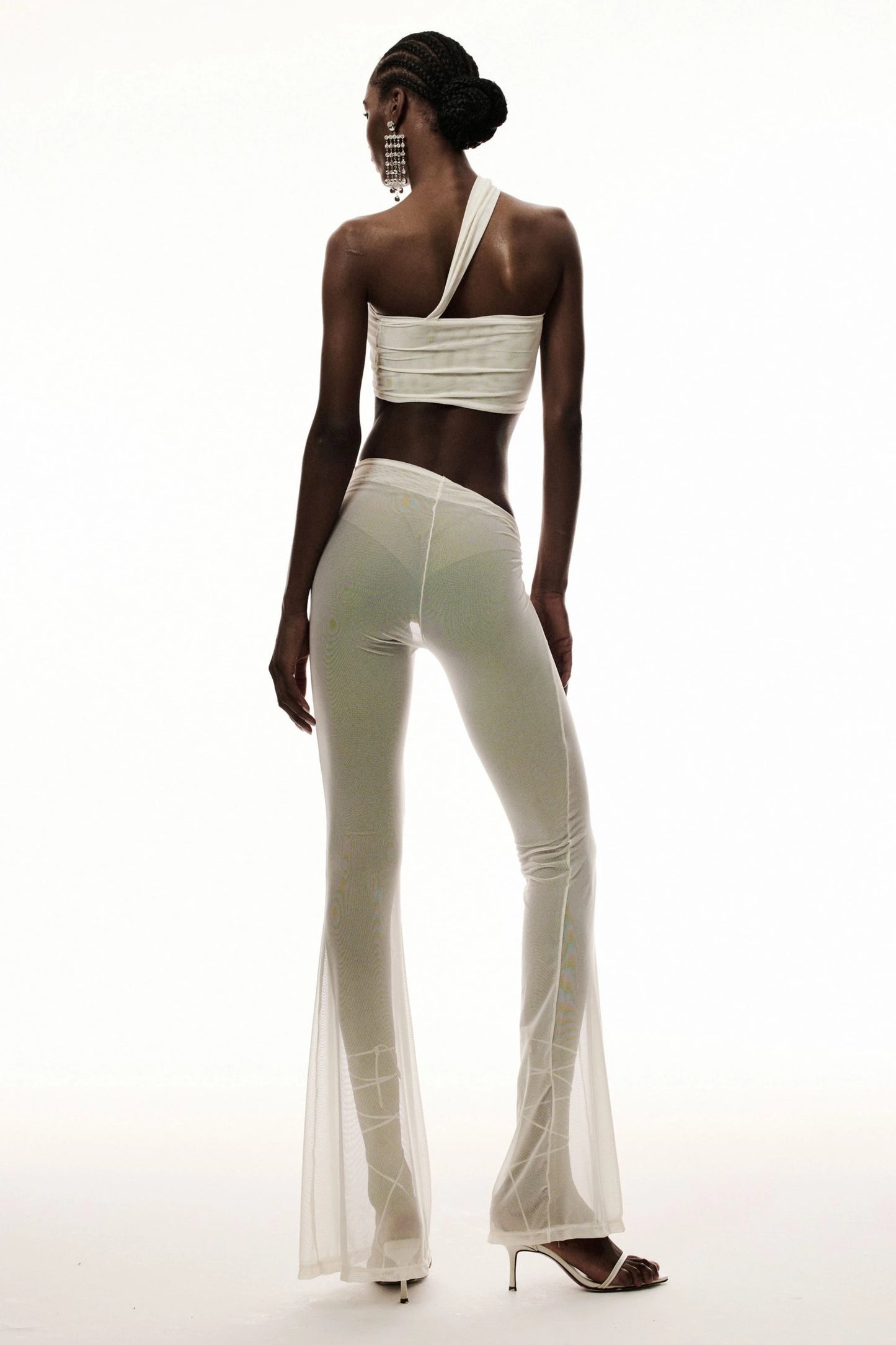 IVORY FLOWER FLARE PANTS