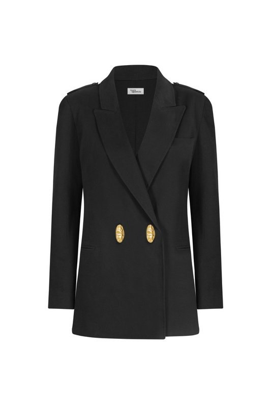 Blazer noir oversize en drill