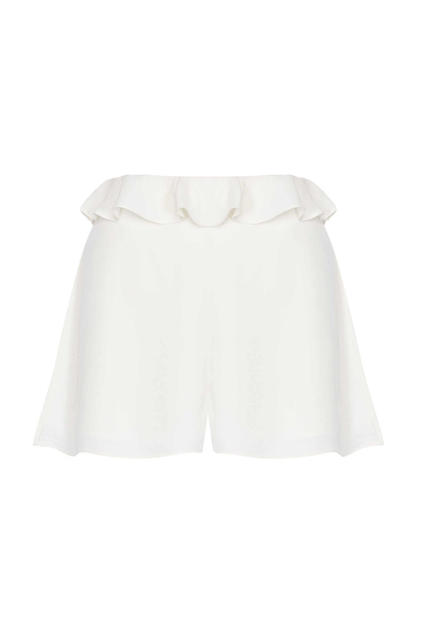 SHORT BLANC CASSÉ À VOLANTS