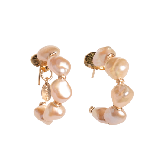 Cubagua Hoop Earrings Salmon Pearl