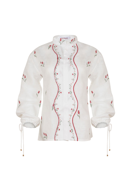 Lovely tulip long sleeve shirt ivory