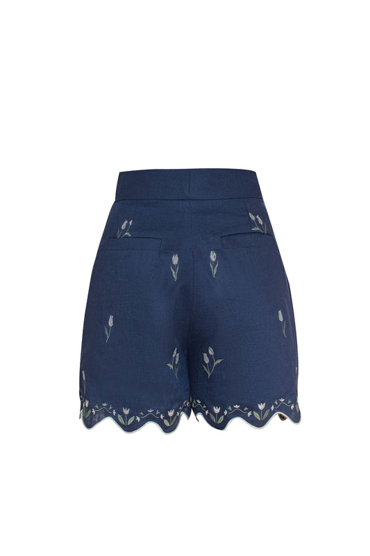 Shorts Lovely Tulips Navy