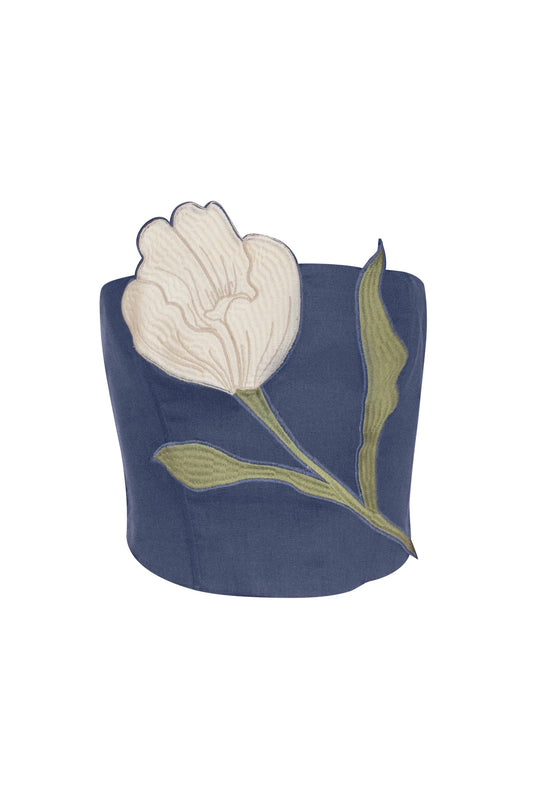 LOVELY TULIP PATCH TOP NAVY