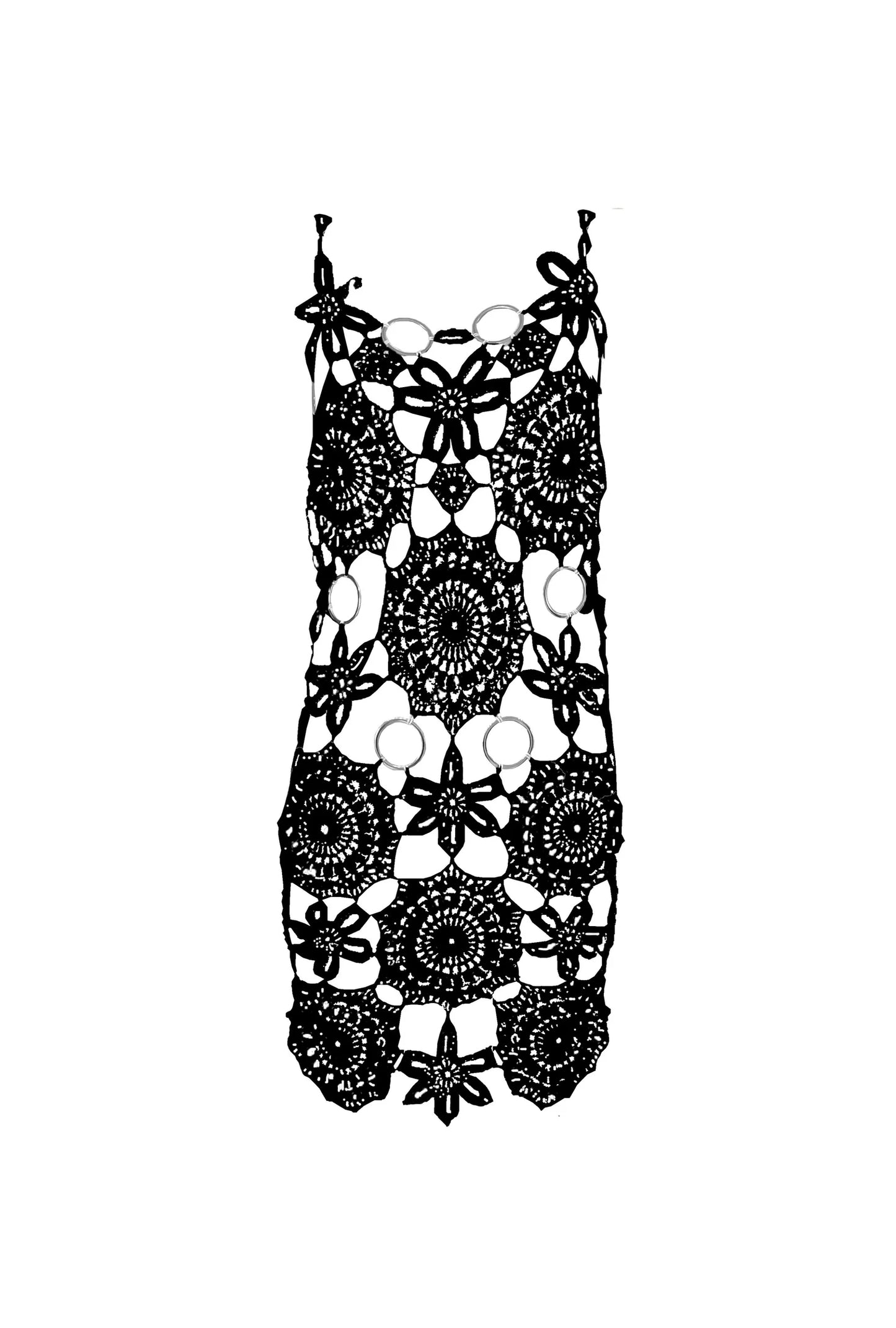 VESTIDO DE ESTRELLAS DE MAR A CROCHET NEGRO